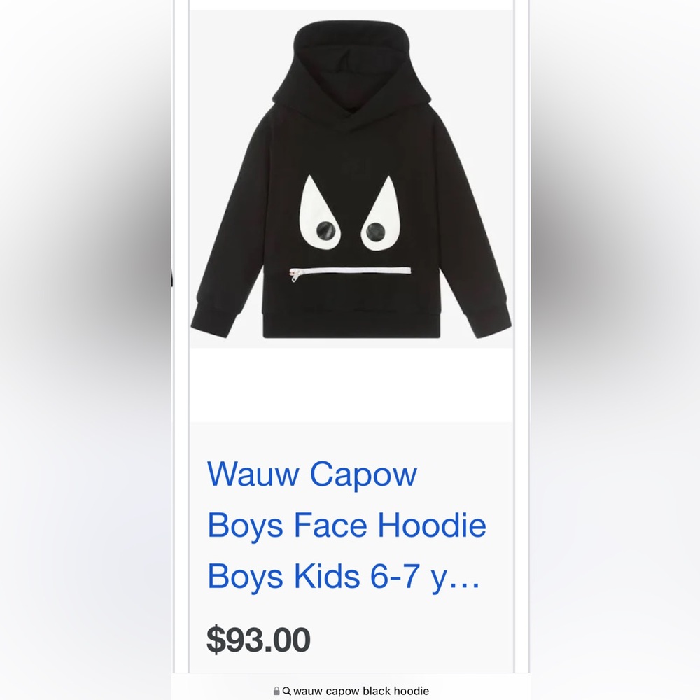 Wauw Capow Boys Black Cotton Face Hoodie 3-4 y